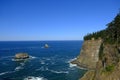 Ocean on a cloudless day with rock formations