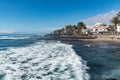 Ocean coast in the tourist resort Playa de las Americas, Tenerife island, Canary Islands, Spain Royalty Free Stock Photo