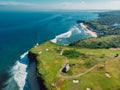 Ocean coastline and golf club in Bali. Aerial view of tropical island with wave Royalty Free Stock Photo