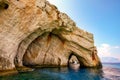 Ocean coastline rock formations at Blue caves, Zakynthos island, Greece Royalty Free Stock Photo