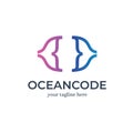 Ocean Code Logo Design Template Inspiration - Vector Royalty Free Stock Photo