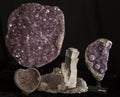 Amethyst Rocks, Crystals, Sandstone Hearts Black Background