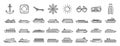 Ocean cruise icons set, outline style