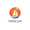 ocean cruise linear ship silhouette simple linear logo-vector Royalty Free Stock Photo