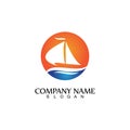 ocean cruise linear ship silhouette simple linear logo-vector