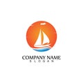 ocean cruise linear ship silhouette simple linear logo-vector Royalty Free Stock Photo