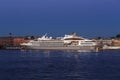 Ocean cruise liner PONANT at the pier of the English embankment at white night in Saint Petersburg Royalty Free Stock Photo