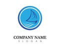 Ocean cruise liner ship silhouette simple linear logo Royalty Free Stock Photo