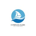 Ocean cruise liner ship silhouette simple linear logo. Royalty Free Stock Photo