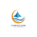 Ocean cruise liner ship silhouette simple linear logo. Royalty Free Stock Photo