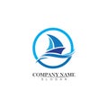 Ocean cruise liner ship silhouette simple linear logo. Royalty Free Stock Photo