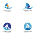 Ocean cruise liner ship silhouette simple linear logo. Royalty Free Stock Photo