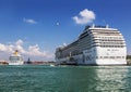 Ocean cruise liners at the pier in the seaport in Venice