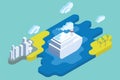 Ocean Cruise Summer Vacation. Flat Isometric Art.