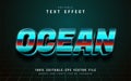 Ocean 3d neon text effect Royalty Free Stock Photo