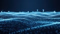 Ocean with digital data waves and floating bitcoin currency symbols represents seamless transactions and smooth flow in