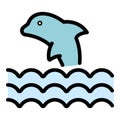 Ocean dolphin icon vector flat