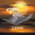 Ocean dreams travel template with unfocused