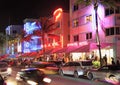 Ocean Drive, the center of the Miami Beach Art Deco District Royalty Free Stock Photo