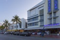 Breakwater Art Deco architecture at sunset, South Beach, Miami Beach, Miami, Florida Royalty Free Stock Photo