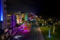 Ocean Drive Miami Beach night neon lights and tourists walking Royalty Free Stock Photo