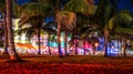 Ocean Drive at night, South Beach, Miami Florida. Royalty Free Stock Photo