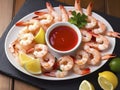 Ocean Elegance: Savoring the Zest of Chilled Shrimp in Cocktail Style Royalty Free Stock Photo