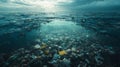 Ocean filled with plastic waste floating on the surface with clear water underneath Royalty Free Stock Photo