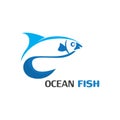 Ocean Fish logo template. Creative vector symbol of fishing club