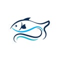 Ocean Fish logo template. Creative vector symbol of fishing club