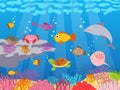 Ocean fish. Nature sea underwater and coral reef with marine creatures. Swimming aquatic animals. Water inhabitants Royalty Free Stock Photo