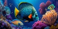 Ocean fishes, Coral reef underwater world, Generative Ai