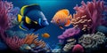 Ocean fishes, Coral reef underwater world, Generative Ai