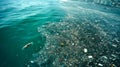 The ocean is full of floating trash and plastic waste. View from above. Concept of catastrophic water pollution Royalty Free Stock Photo