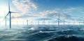 Ocean generate power electricity turbine renewable windmill wind sea energy sky Royalty Free Stock Photo