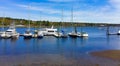 Ocean harbor in central Maine with sail boats and motor boats Royalty Free Stock Photo