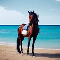 Ocean horse Beach art horizon