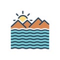 Color illustration icon for Ocean, briny and sea Royalty Free Stock Photo