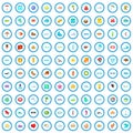 100 ocean icons set, cartoon style Royalty Free Stock Photo