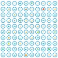 100 ocean icons set, cartoon style Royalty Free Stock Photo