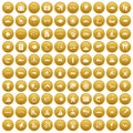 100 ocean icons set gold