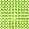 100 ocean icons set green