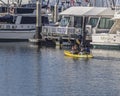 Ocean Kayaking at the Santa Barbara marina, California Royalty Free Stock Photo