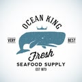 Ocean King Seafood Supplyer Vintage Vector Logo Royalty Free Stock Photo