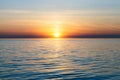 Ocean landscape, golden sunset or sunrise at sea