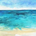 Ocean watercolor hand painting illustration.