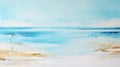 Spectacular Oil Painting Of A Blue Ocean With Reeds Royalty Free Stock Photo