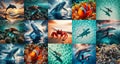 Ocean Life Collage Royalty Free Stock Photo