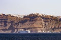 Ocean liner near Santorini island in Aegean sea