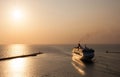 An Ocean Liner Passenger Ship entering Harbor Royalty Free Stock Photo